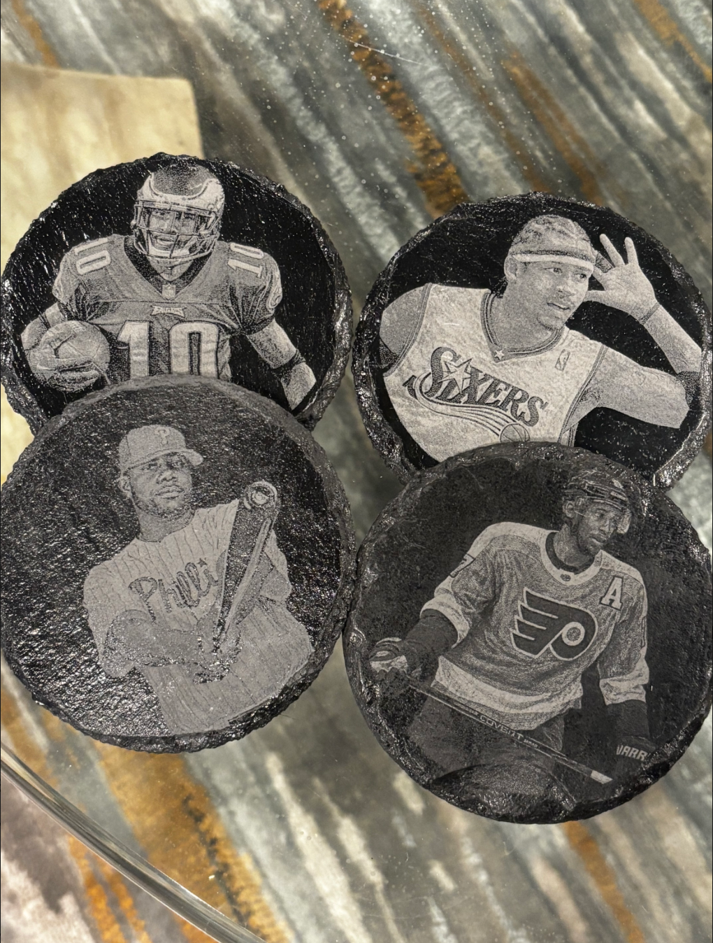 Custom Engraved Slate Photo Coasters